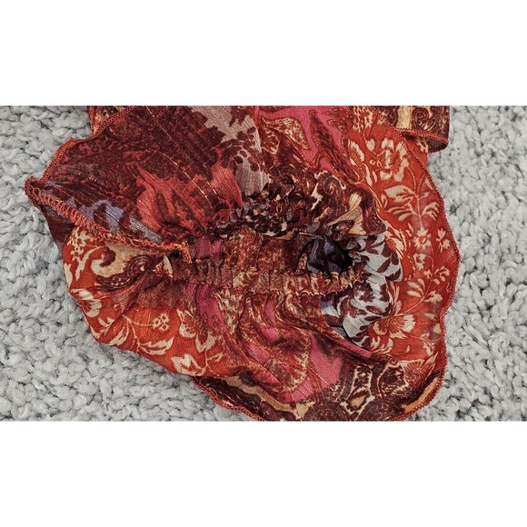 Frye Womens Tunic Top Patchwork Ruffled Long Sleeve Chiffon Peasant Boho Large - Picture 10 of 16